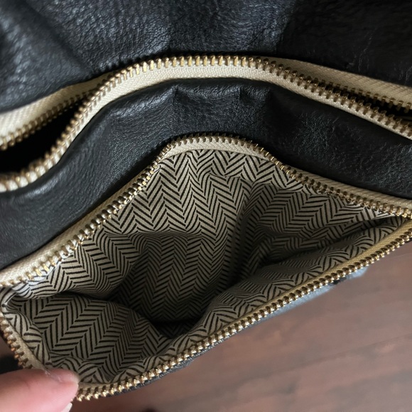 Steve Madden- black backpack with gold zippers and logos - Picture 2 of 7